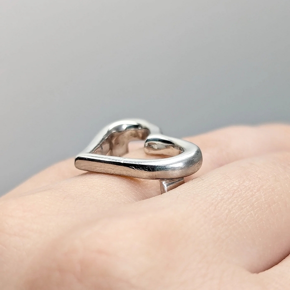 Vintage sterling silver solid genuine 925 heart outline cut out ring - Picture 4 of 5